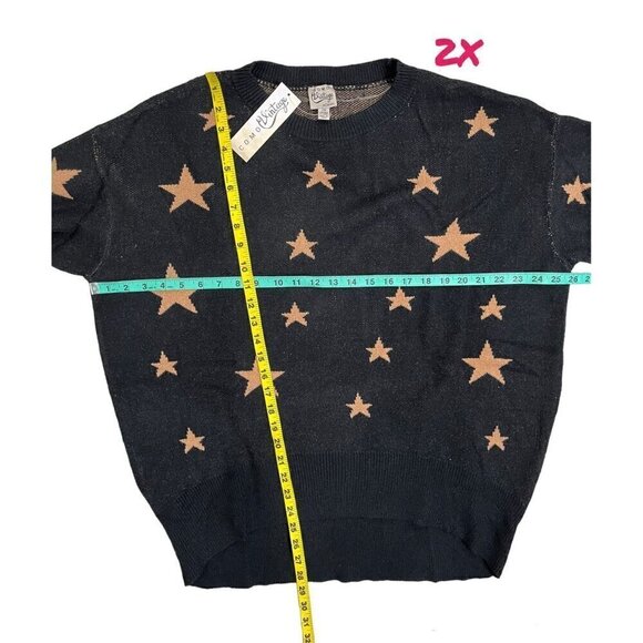 Como Vintage Black Pullover Star Design Sweater NWT Plus Sizes - Picture 12 of 13
